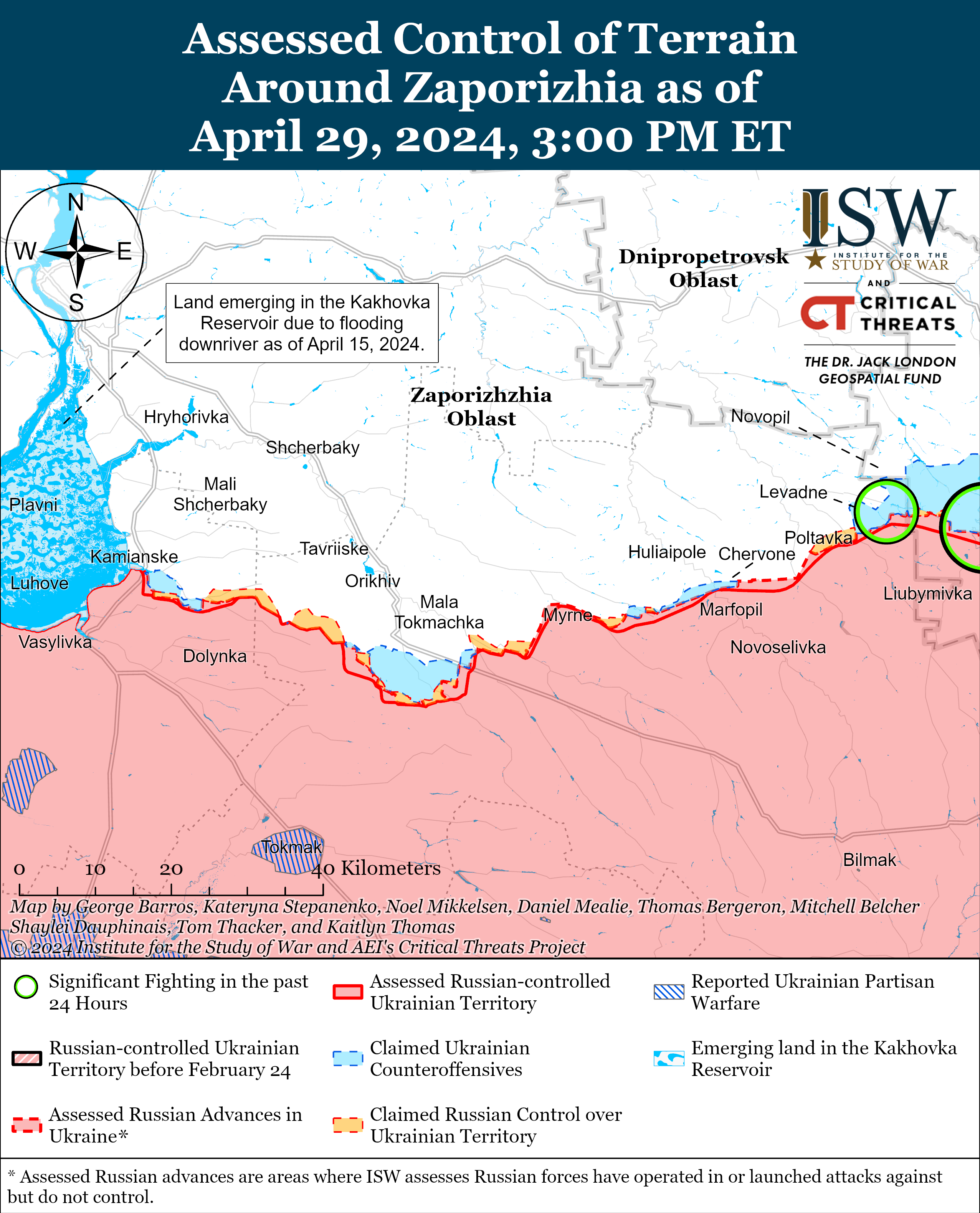 По всьому фронту точаться позиційні бої, армія РФ просунулася лише на одній ділянці: карти ISW